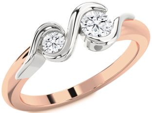 Diamond White Rose Gold Round Two Stone Ring