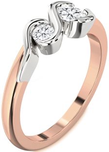 Diamond White Rose Gold Round Two Stone Ring