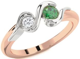 Rose Gold Silver Round Two Stone Promise Ring
