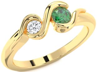 Gold Round Two Stone Promise Ring
