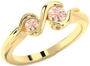 Morganite Gold Round Two Stone Ring