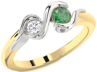 Platinum & Yellow Gold Round Two Stone Promise Ring