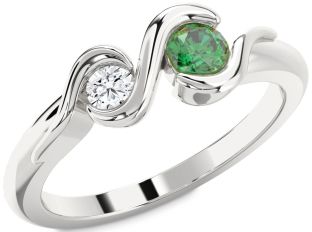 Platinum Round Two Stone Promise Ring