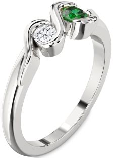Platinum Round Two Stone Promise Ring