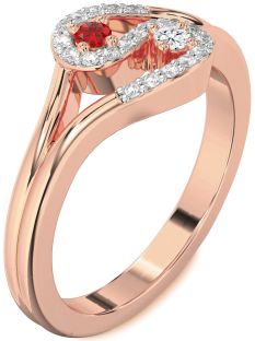 Diamond Rose Gold Round Two Stone Promise Ring