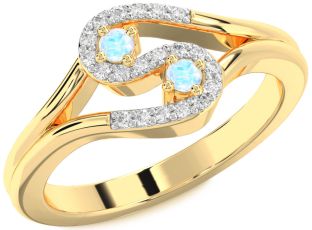 Diamond Moonstone Gold Round Two Stone Ring