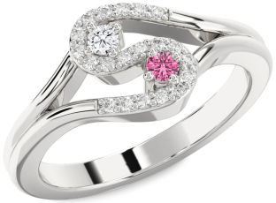 Diamond Silver Round Two Stone Promise Ring