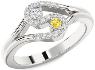 Diamond Silver Round Two Stone Promise Ring