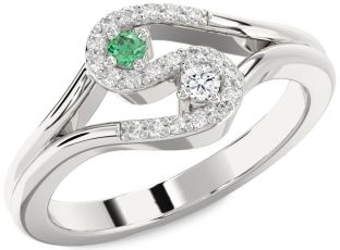 Diamond Silver Round Two Stone Promise Ring