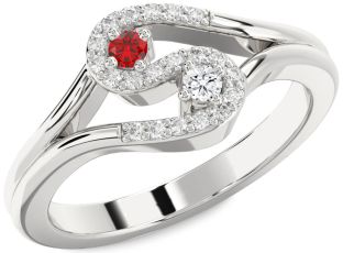 Diamond Silver Round Two Stone Promise Ring