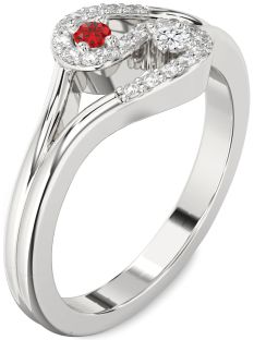 Diamond Platinum Round Two Stone Promise Ring