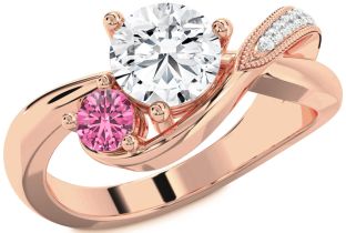 Diamond Rose Gold Round Two Stone Promise Ring