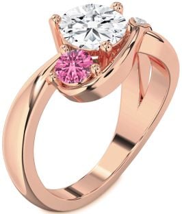 Diamond Rose Gold Round Two Stone Promise Ring