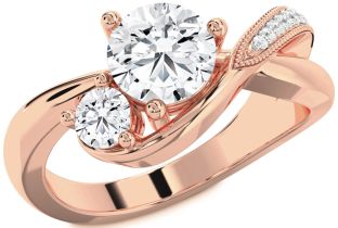 Diamond Rose Gold Round Two Stone Ring