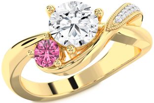 Diamond Gold Round Two Stone Promise Ring