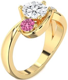 Diamond Gold Round Two Stone Promise Ring