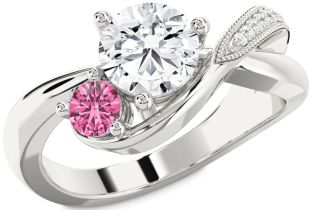 Diamond Platinum Round Two Stone Promise Ring