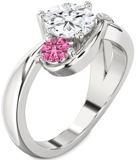 Diamond Platinum Round Two Stone Promise Ring