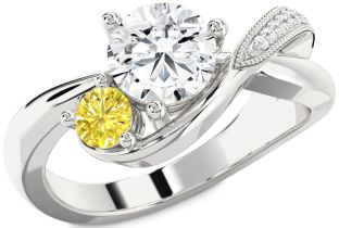 Diamond Silver Round Two Stone Promise Ring