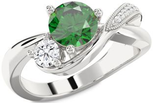 Diamond Silver Round Two Stone Promise Ring