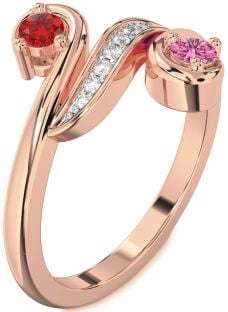 Diamond Rose Gold Round Two Stone Promise Ring