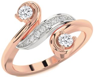 Diamond White Rose Gold Round Two Stone Ring