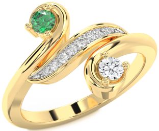 Diamond Gold Silver Round Two Stone Promise Ring