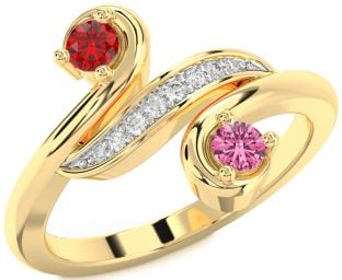 Diamond Gold Silver Round Two Stone Promise Ring