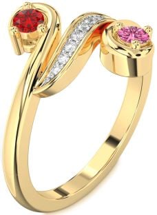 Diamond Gold Round Two Stone Promise Ring