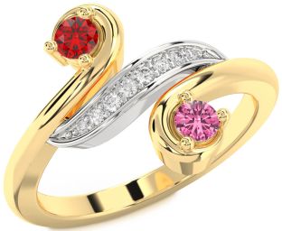 Diamond Gold Silver Round Two Stone Promise Ring
