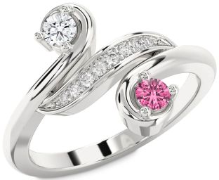 Diamond Silver Round Two Stone Promise Ring