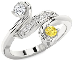 Diamond Silver Round Two Stone Promise Ring