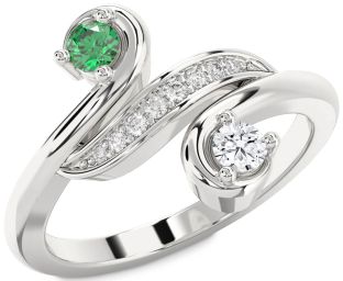 Diamond Silver Round Two Stone Promise Ring