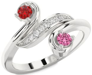 Diamond Silver Round Two Stone Promise Ring