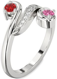 Diamond Platinum Round Two Stone Promise Ring