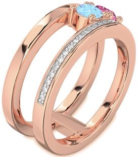 Diamond Rose Gold Round Two Stone Promise Ring
