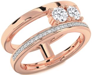 Diamond Rose Gold Round Two Stone Ring