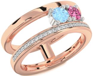 Diamond White Rose Gold Round Two Stone Promise Ring