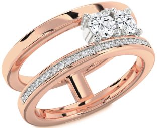 Diamond White Rose Gold Round Two Stone Ring