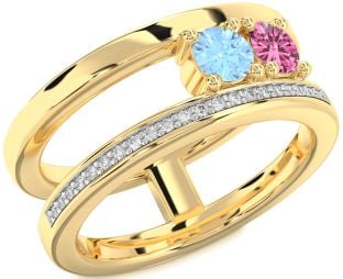 Diamond Gold Round Two Stone Promise Ring