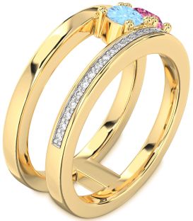 Diamond Gold Round Two Stone Promise Ring