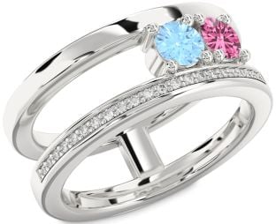 Diamond Platinum Round Two Stone Promise Ring