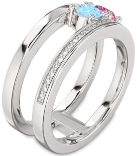 Diamond Platinum Round Two Stone Promise Ring