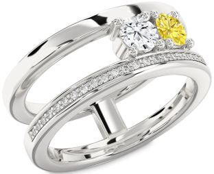 Diamond Silver Round Two Stone Promise Ring