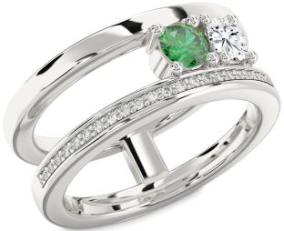 Diamond Silver Round Two Stone Promise Ring