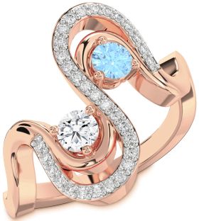 Diamond Rose Gold Round Two Stone Promise Ring