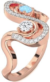 Diamond Rose Gold Round Two Stone Promise Ring