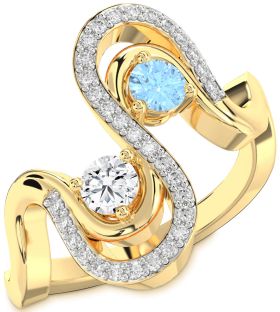 Diamond Gold Silver Round Two Stone Promise Ring
