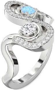 Diamond Platinum Round Two Stone Promise Ring