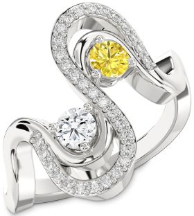 Diamond Silver Round Two Stone Promise Ring